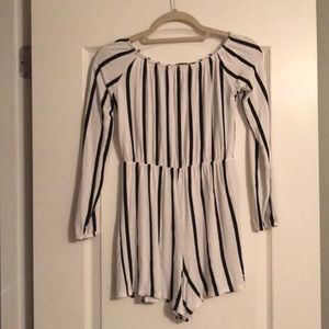 Black and White striped Romper